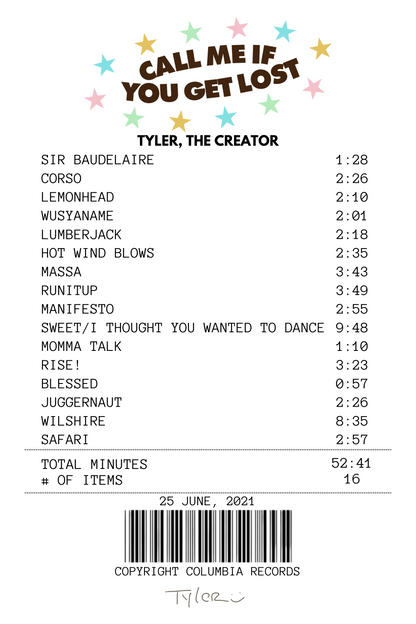 Alfombra Boleta Musical - Album "Call me if you get Lost" - Tyler, The Creator