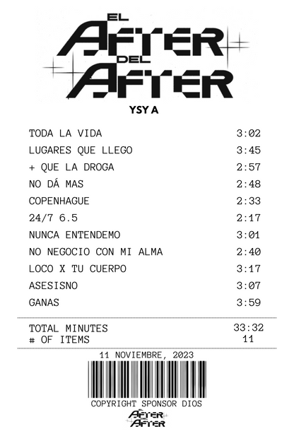 Alfombra Boleta Musical - Album "El After del After" - YSY A