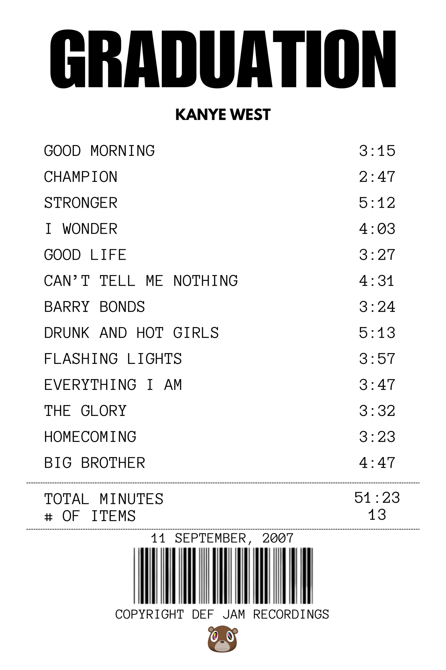 Alfombra Boleta Musical - Album "Graduation" - Kanye West