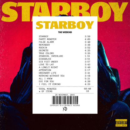Alfombra Boleta Musical - Album "Starboy" - The Weeknd