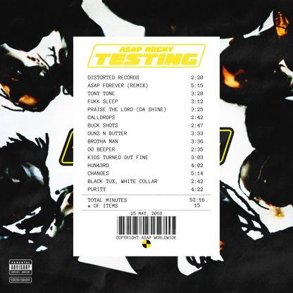 Alfombra Boleta Musical - Album "Testing" - A$AP Rocky
